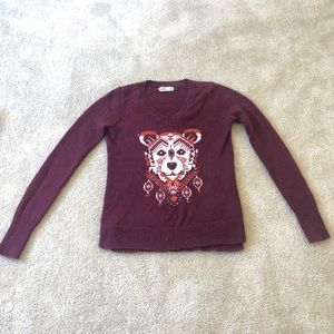 Hollister Burgundy Sweater Tribal Tiger XS